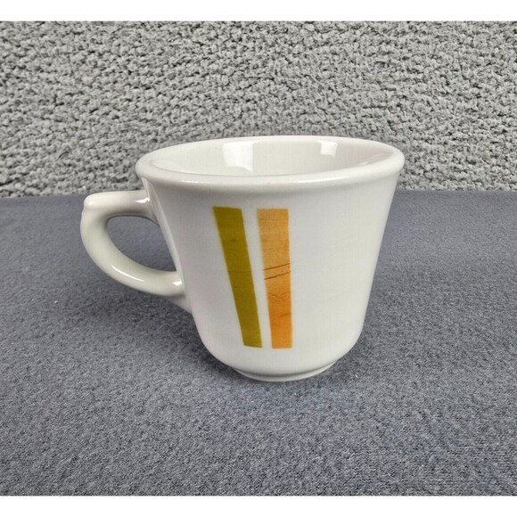 Sterling China 5Oz Vitrified Mug Retro Gold Stripe Espresso Coffee Vintage Diner - Picture 2 of 8